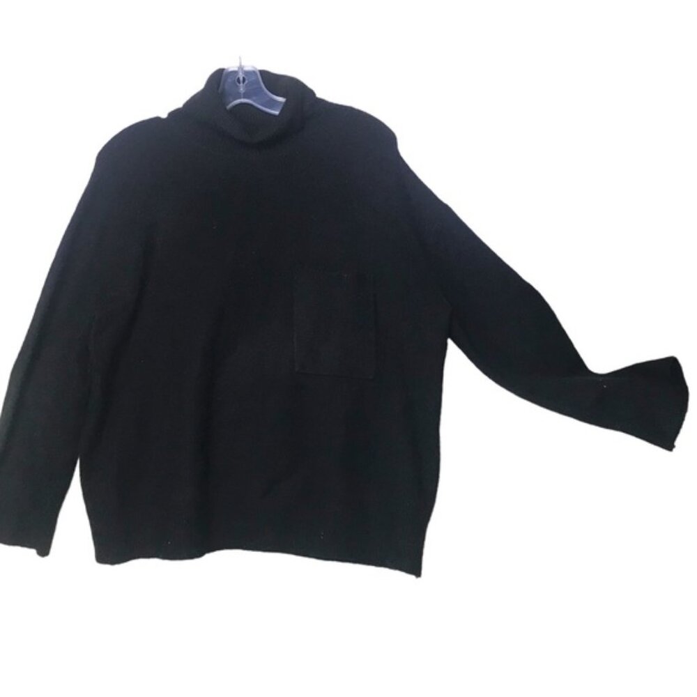 OAK + FORT Oversized Crop Mock Neck Wool Blnd Sweater Knit Turtleneck Boxy Top M - Picture 2 of 14